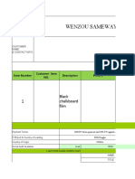 Wenzou Sameway Import & Export Co.,Ltd Quotation Sheet: Product Data