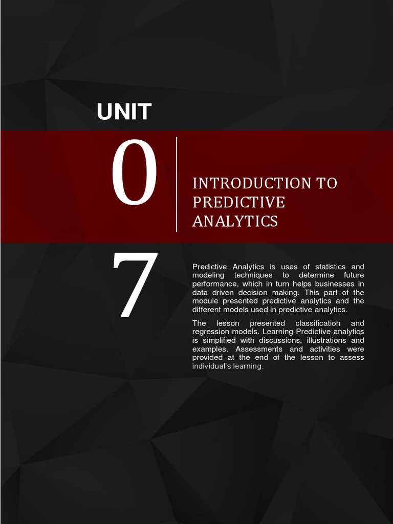 Introduction To Predictive Analytics Pdf Predictive Analytics