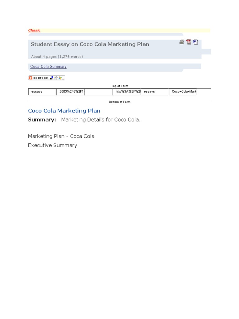 Coca-Cola Marketing Plan Overview | PDF | The Coca Cola Company | Coca Cola