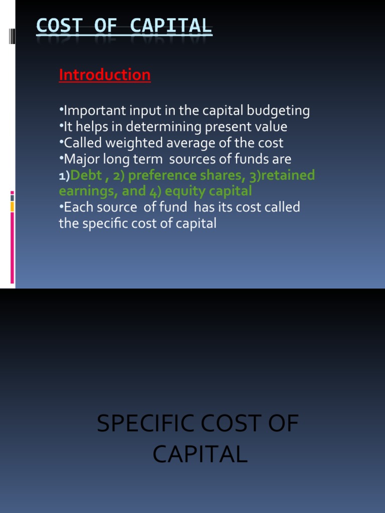 Cost of Capital PDF Cost Of Capital Yield (Finance)