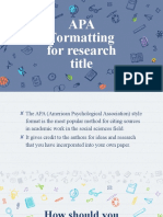 APA Formatting For Research Title