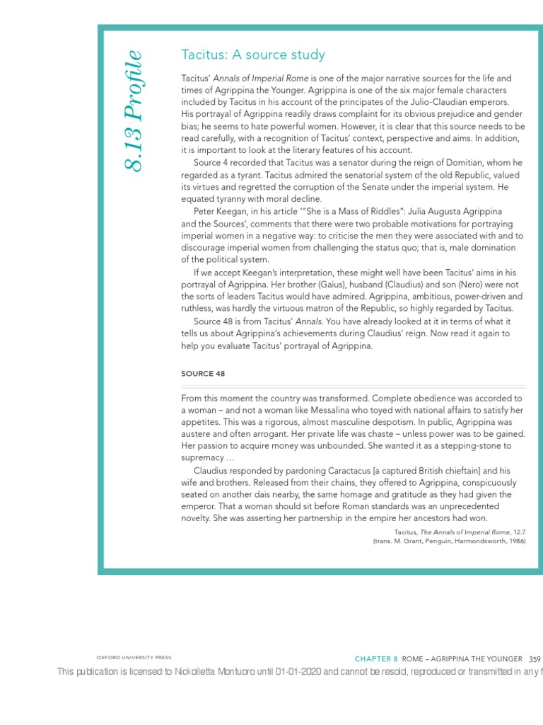 Tacitus Source Study - Textbook | PDF | Tacitus | Claudius