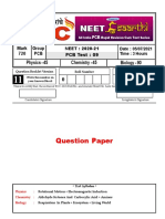 09 NEET Saarthi PCB Test 05-07-2021 Paper