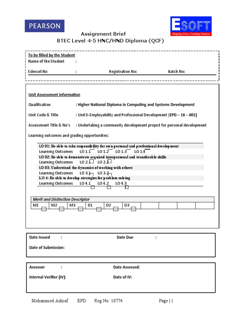 HND EPD Assignment Brief Overview | PDF | Project Management ...