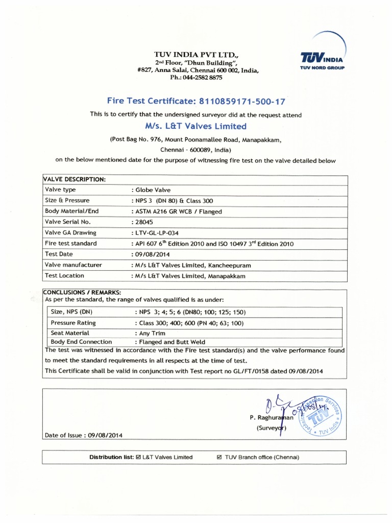 LT Valves Api 607 Globe BB | PDF