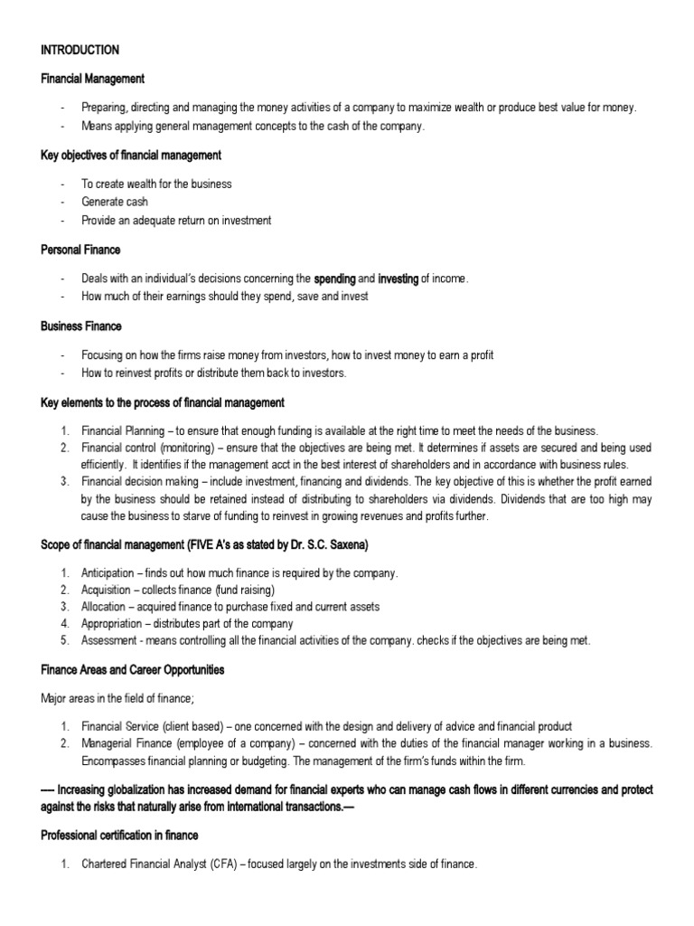 Key Objectives of Financial Management | PDF | Stocks | Dividend