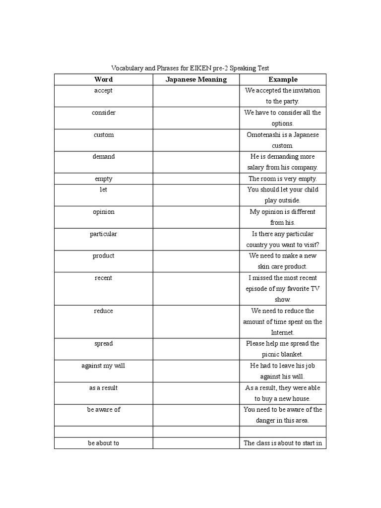 Eiken Grade Pre2 2021.5.30 | PDF