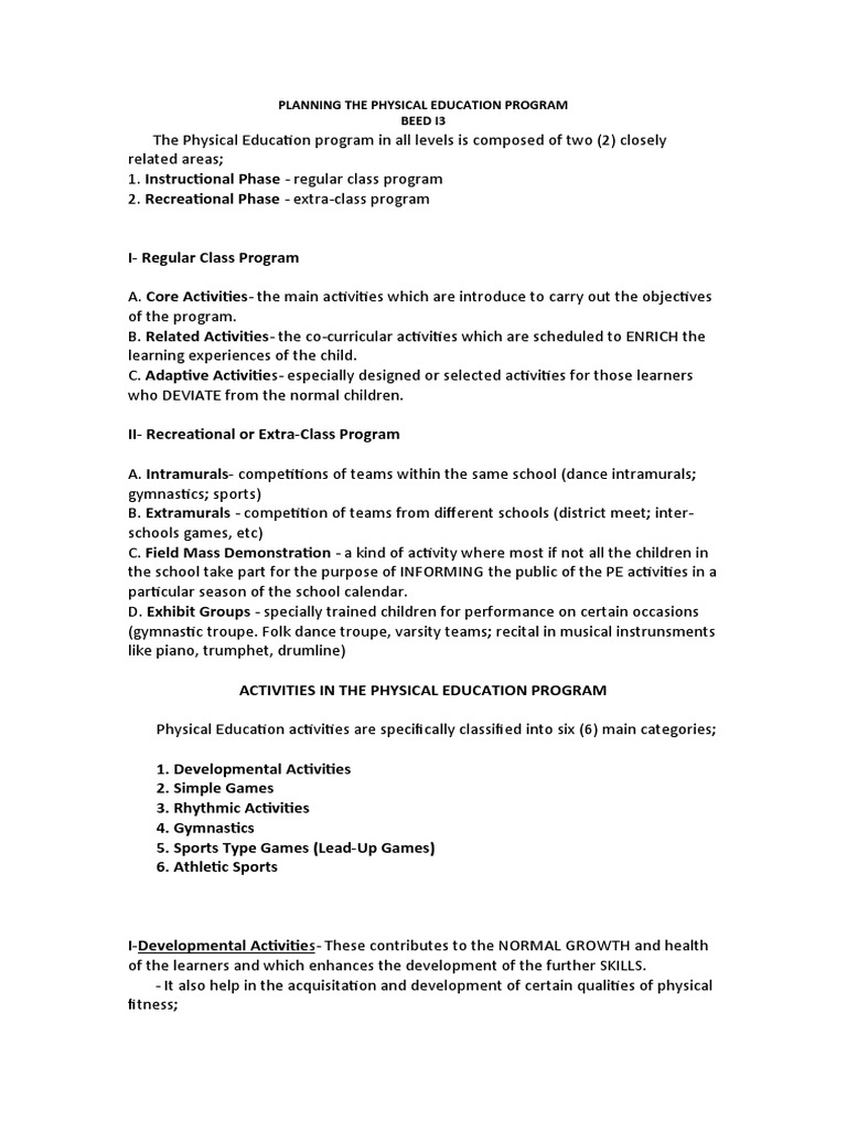 PE Program Planning Guide | PDF | Physical Education | Dances