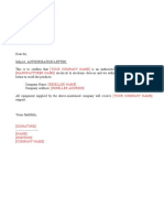 Company Authorization Letter Template