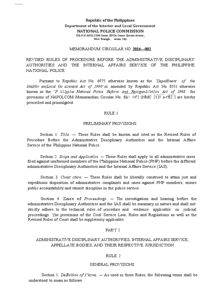 Revised Rules for PNP Disciplinary Procedures | PDF | Complaint | Affidavit