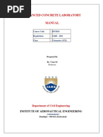 Advanced Concrete Laboratory Manual: Course Code: BSTB10 Regulations: Iare - R18 Class: I Semester (STE)