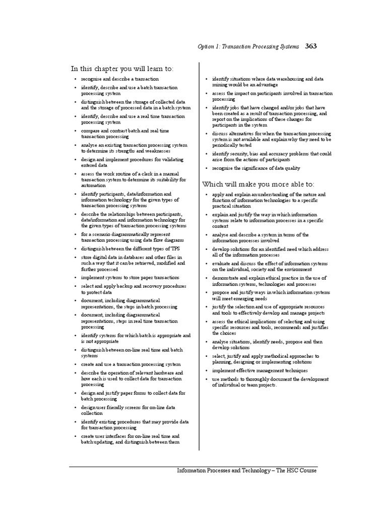 Transaction Processing Systems IPT HSC | PDF | Database Transaction ...