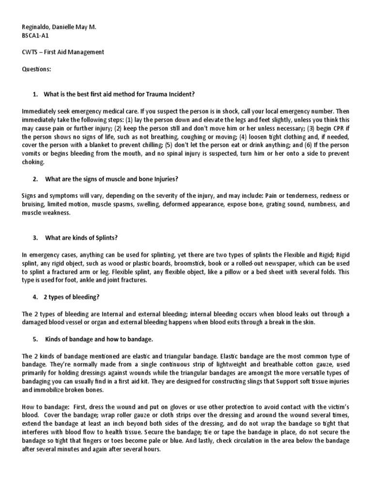 First Aid Management PDF Diseases And Disorders Human Diseases