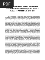 Concept Paper About Parents Participation Towards The Modular Learning To The Grade 11 Student of IACCESS