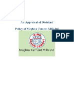 An Appraisal of Dividend: Policy of Meghna Cement Mills LTD