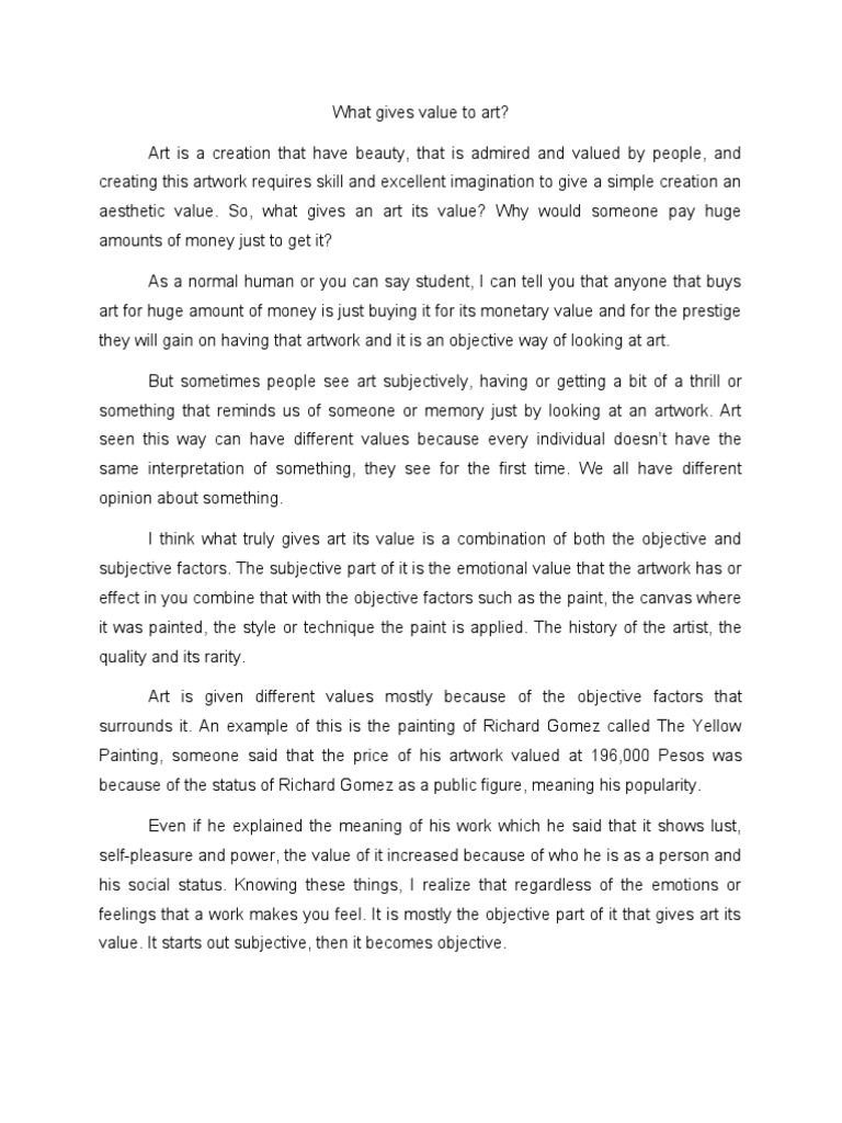 What Gives Value To Art | PDF