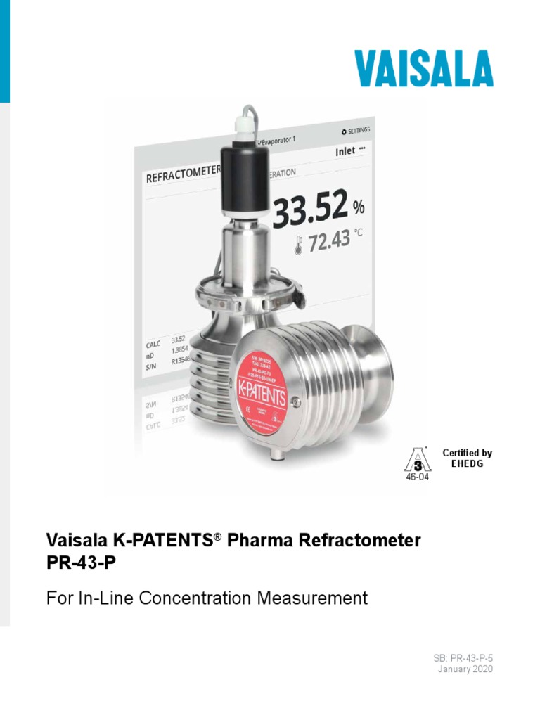 Vaisala KPATENTS Pharma Refractometer PR43P For InLine Concentration Measurement PDF