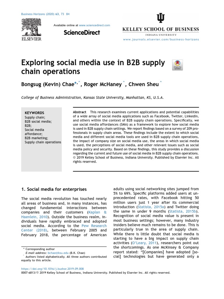 Exploring Social Media Use in B2B Supply Chain Operations