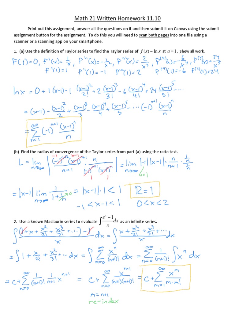 Math 21 WH 11.10 Solutions | PDF