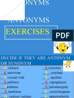 Synonyms and Antonyms Exercises - 63133