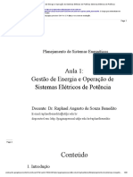 Aula 1 - Gestão de Energia e Operação de Sistemas Elétricos de Potência Sistemas Elétricos de Potência