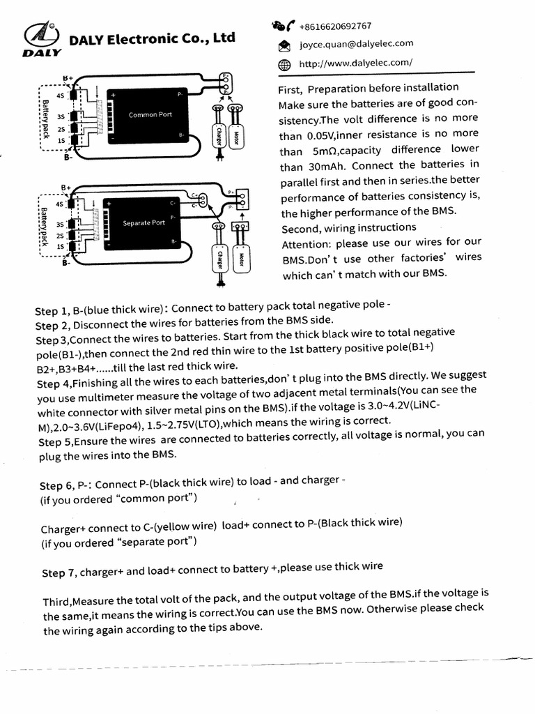 Daly 48V 16S BMS Manual PDF