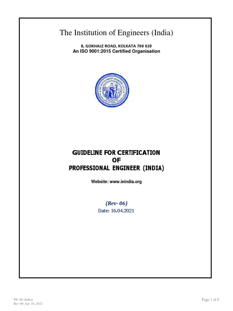 Guidelines for Professional Engineer Certification | PDF | Engineer ...