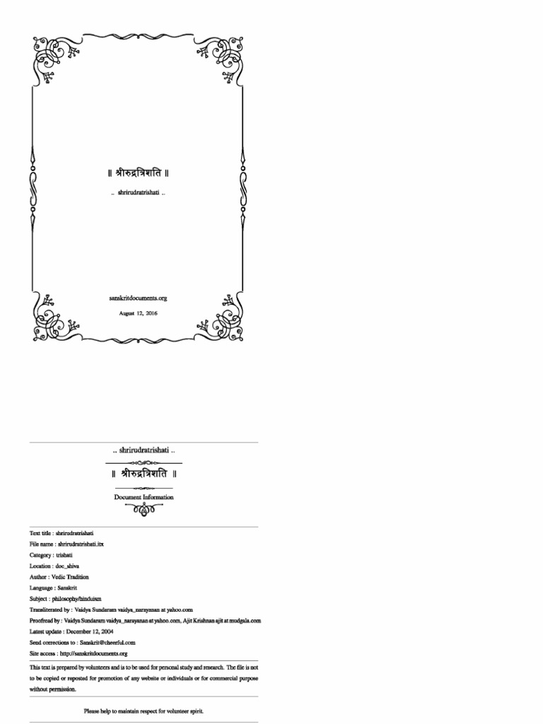 Sri Rudra Trishati Overview | PDF | Indian Religious Texts | Indian ...