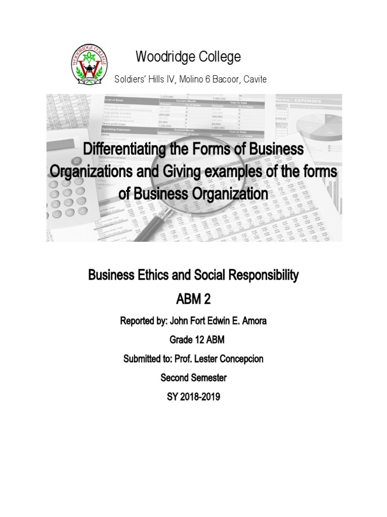 Differentiating The Forms of Business Organization and Giving Examples