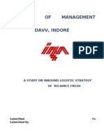 Institute of Management Studies Davv, Indore: A Study On Inbound Logistic Strategy of Reliance Fresh