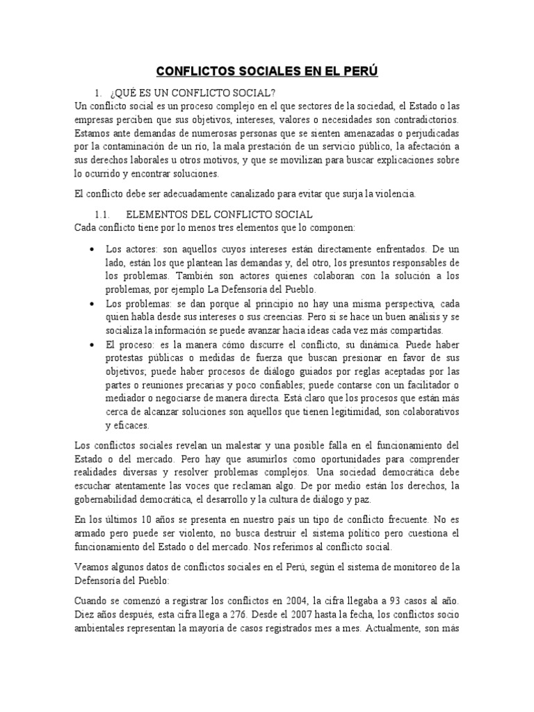 Conflictos Sociales en El Perú | PDF | Estado de emergencia | Conflicto ...