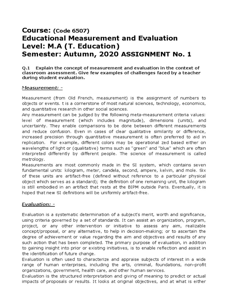 Understanding Measurement and Evaluation | PDF | Test (Assessment ...