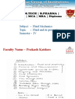 Faculty Name - Prakash Katdare: Subject - Fluid Mechanics Topic - Fluid and Its Properties Semester - IV