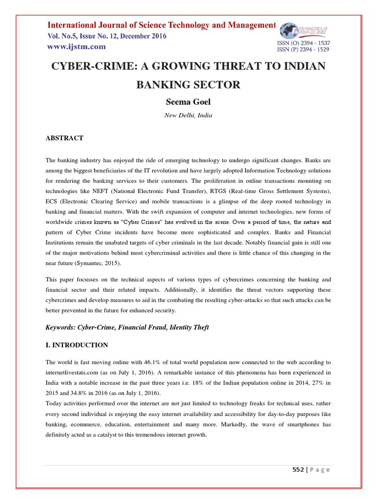 Cyber Crime Threats in Indian Banking | PDF | Cybercrime | Social ...