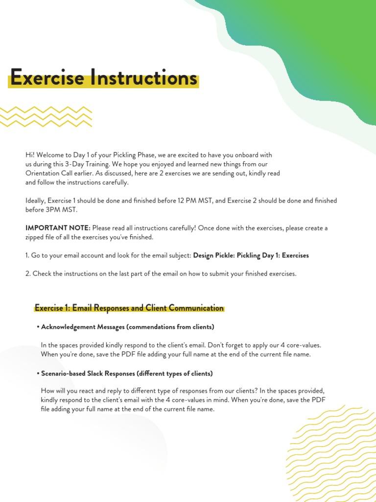 Day 1 Pickling Phase Exercise Guide | PDF | Adobe Illustrator ...