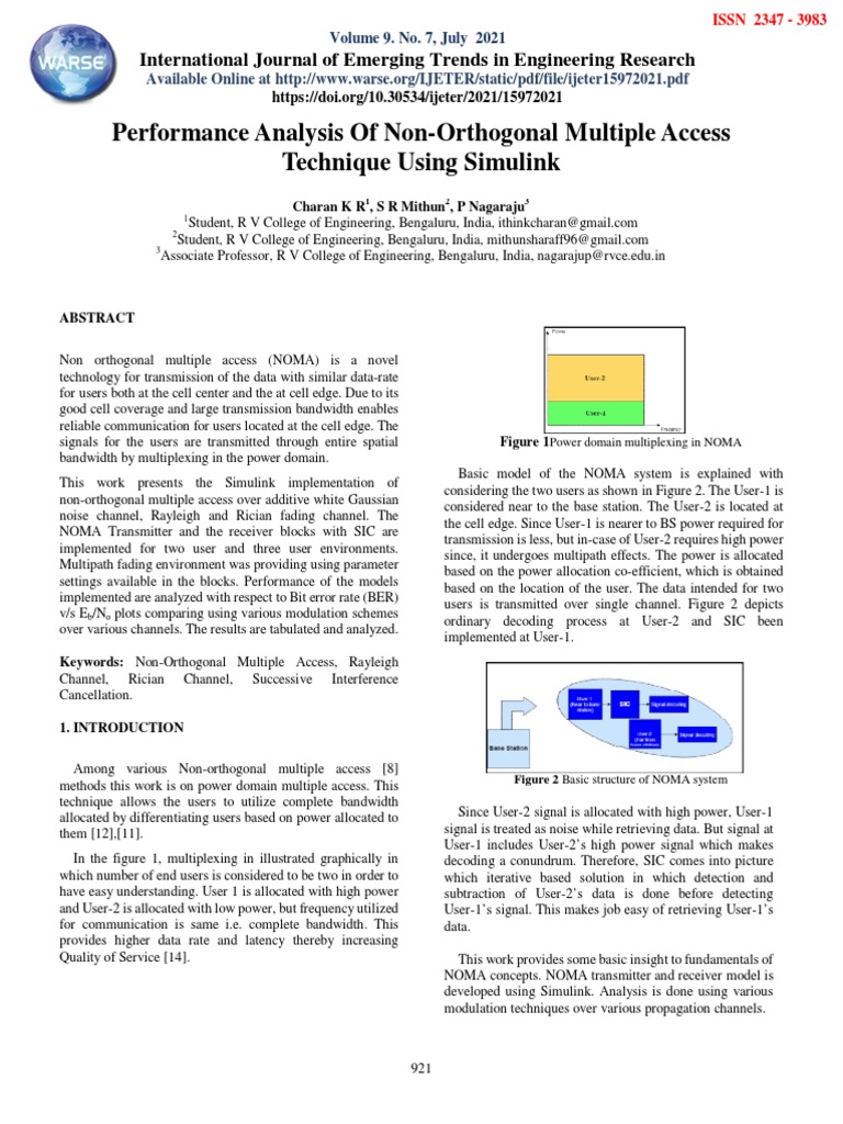 NOMA Performance Analysis via Simulink | PDF | Channel Access Method ...