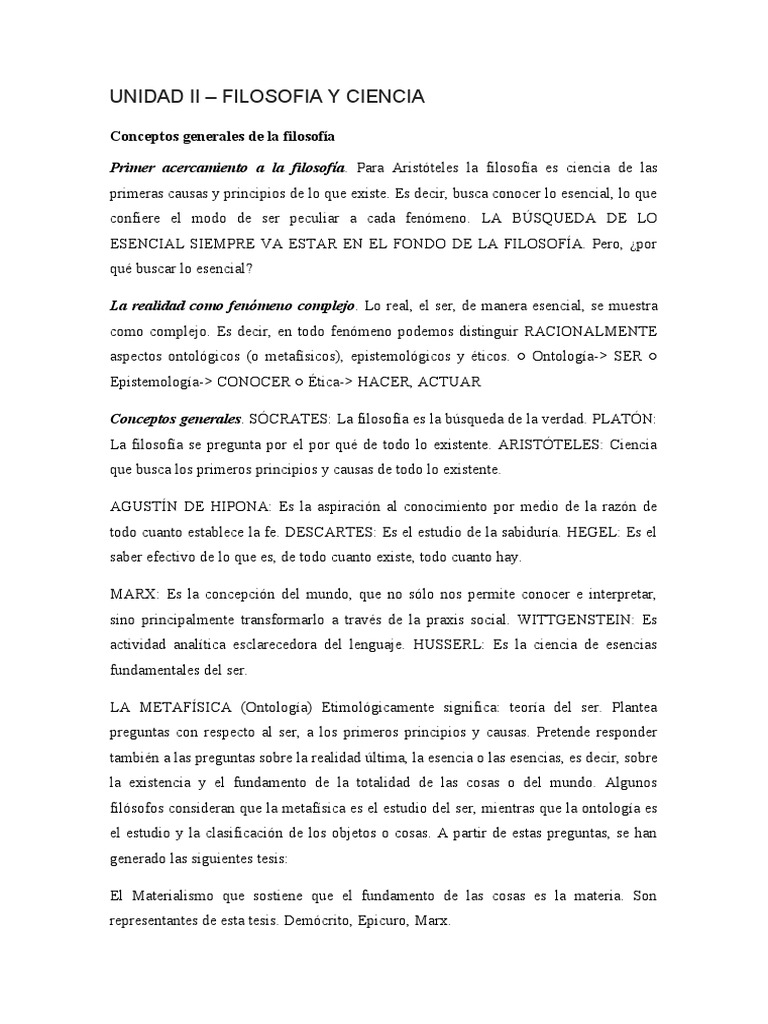 Filosofía Y Ciencia Conceptos Clave Pdf Objetividad Filosofía