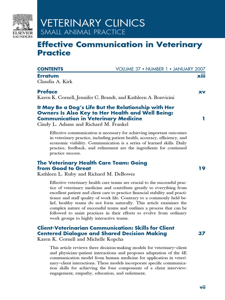Communication Skills in Veterinary Care | PDF | Veterinary Medicine ...