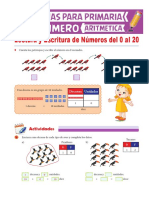 Lectura y Escritura de Números Del 0 Al 20 para Primero de Primaria