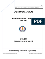 Manufacturing Practices - BT 106 - Lab Manual - 1619505541