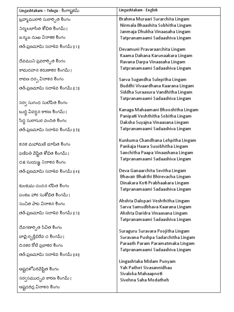 LINGASHTAKAM LYRICS IN TELUGU PDF FREE DOWNLOAD visual data 7