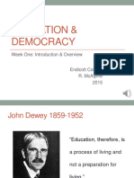 Education & Democracy: Week One: Introduction & Overview