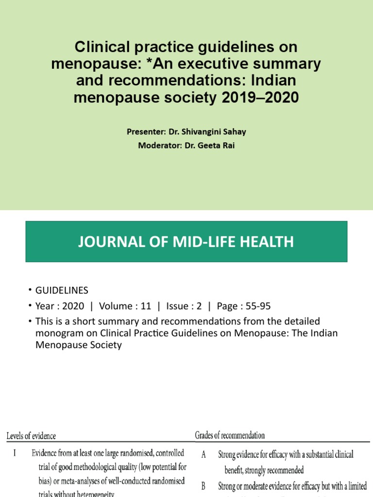 Clinical Practice Guidelines On Menopause PDF Hormone Replacement