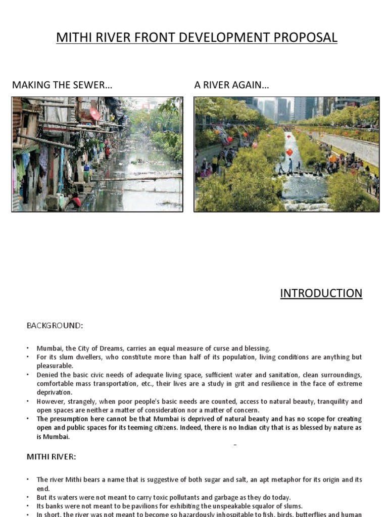 Mithi River Front Development Proposal | PDF | Water Pollution | Water ...