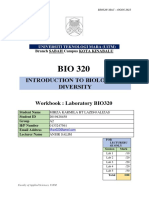 UiTM BIO320 Workbook for Laboratory Session 4