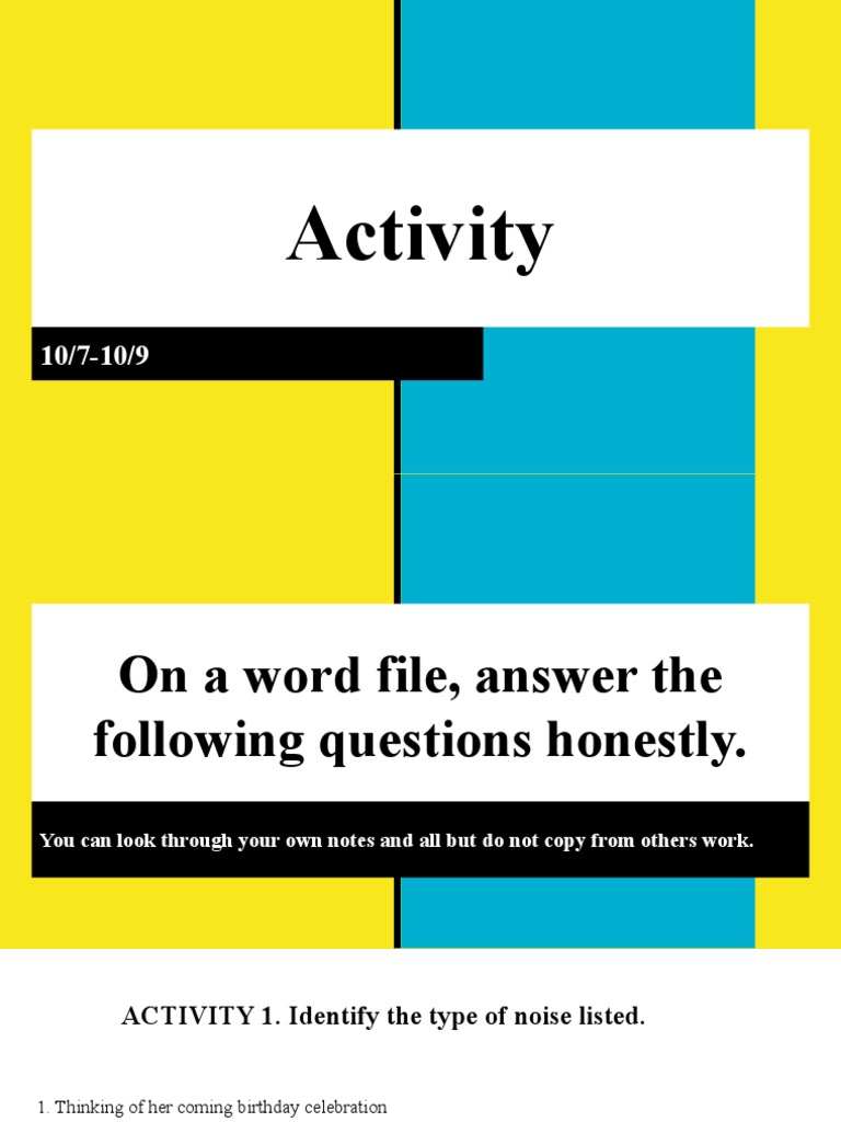 Activity IN NOISE AND MODELS | PDF | Human Nature | Communication