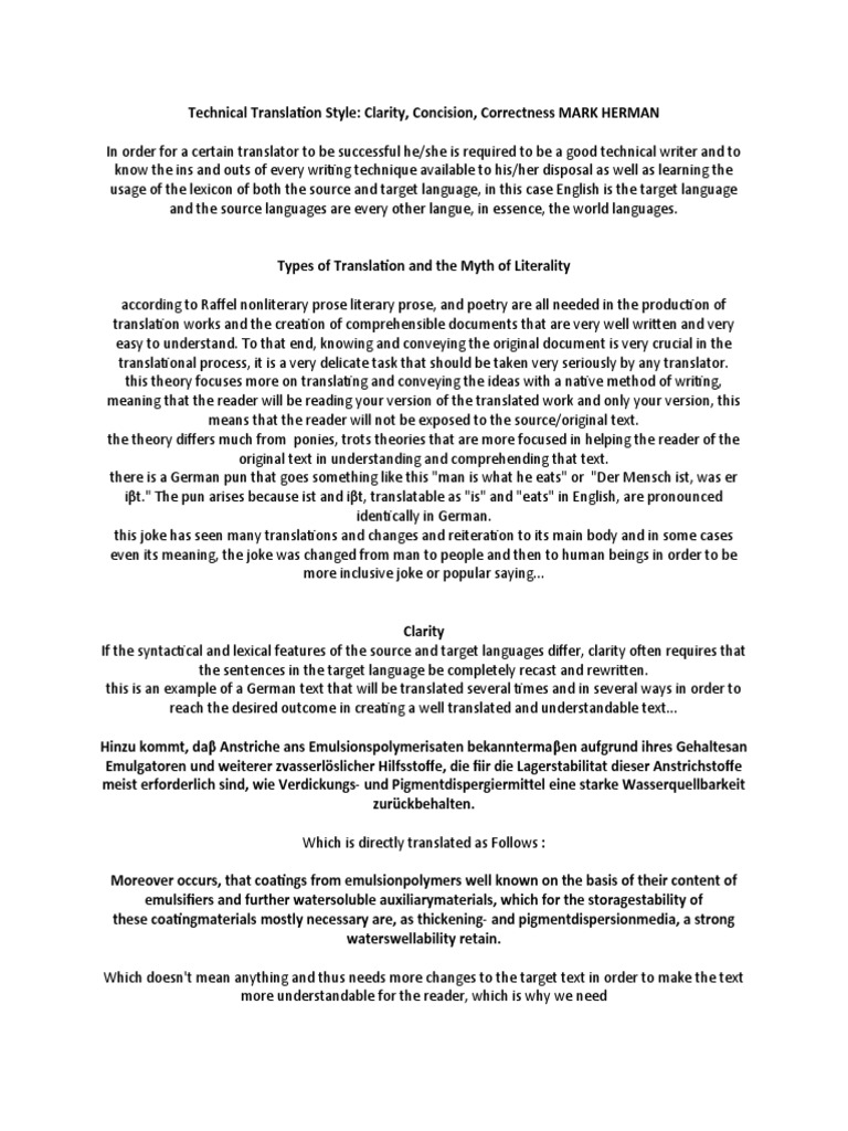 Technical Translation: Clarity and Conciseness | PDF | Translations ...