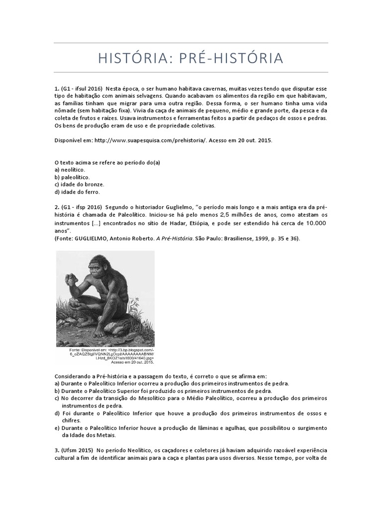 Historia-Pre-Historia - Questões Não Usadas 1 07 2021 | PDF ...