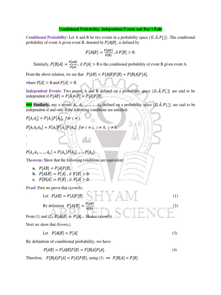 Conditional Probability | PDF | Theorem | Multiple Choice