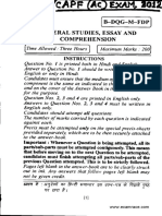 General Studies, Essay and Comprehension: (8-DQG-M-FDP